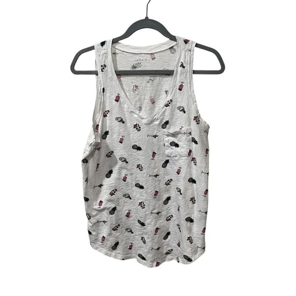 Torrid White Tank Top With Tropical & Skull Print Classic Fit Size 0 size large - Picture 1 of 7